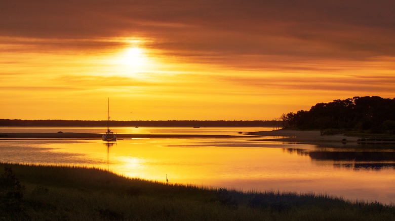 golden sunrise on the north shore of long island